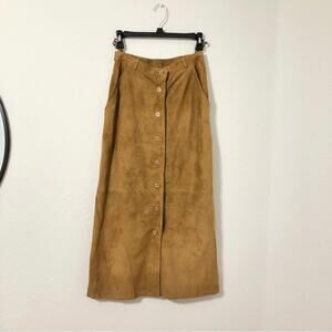 100% Leather Suede Midi Skirt Size 4